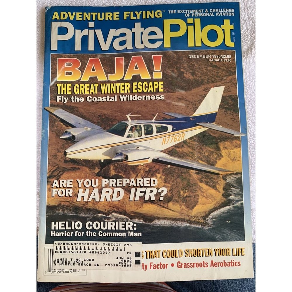 Private Pilot Aviation Magazine  December 1995 Flight Aircraft Aerobatics Flying